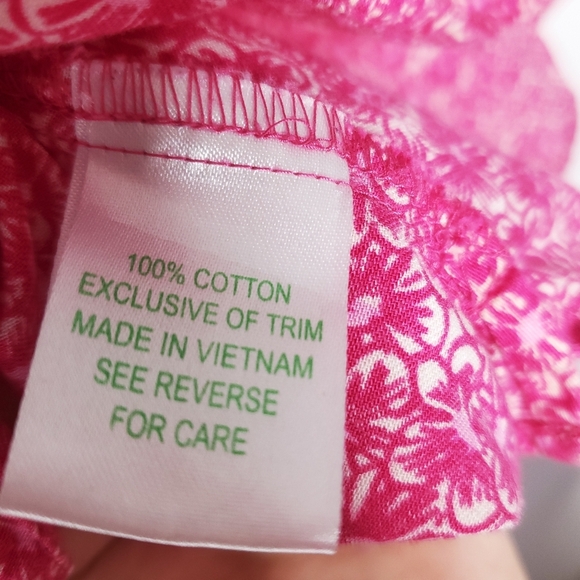 Lilly Pulitzer Floral Button Up Shirt Size 4 Pink Cottagecore Boho Chic Casual - Picture 10 of 10